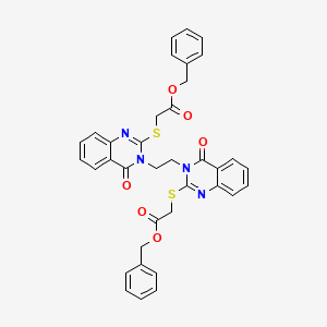 molecular formula C36H30N4O6S2 B2597607 Benzyl 2-({3-[2-(2-{[2-(benzyloxy)-2-oxoethyl]sulfanyl}-4-oxo-3,4-dihydroquinazolin-3-yl)ethyl]-4-oxo-3,4-dihydroquinazolin-2-yl}sulfanyl)acetate CAS No. 689771-96-8