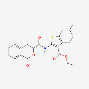 molecular formula C23H25NO5S B2597614 ethyl 6-ethyl-2-(1-oxo-3,4-dihydro-1H-2-benzopyran-3-amido)-4,5,6,7-tetrahydro-1-benzothiophene-3-carboxylate CAS No. 868154-33-0