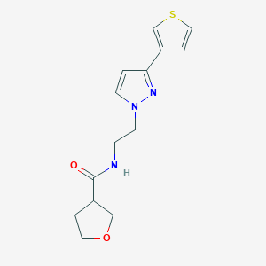 molecular formula C14H17N3O2S B2597620 N-{2-[3-(thiophen-3-yl)-1H-pyrazol-1-yl]ethyl}oxolane-3-carboxamide CAS No. 2034260-10-9