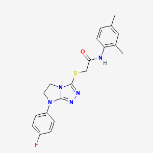 molecular formula C20H20FN5OS B2597666 N-(2,4-dimethylphenyl)-2-((7-(4-fluorophenyl)-6,7-dihydro-5H-imidazo[2,1-c][1,2,4]triazol-3-yl)thio)acetamide CAS No. 923131-90-2
