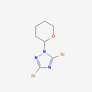 molecular formula C7H9Br2N3O B2597676 3,5-Dibromo-1-(tetrahydro-2H-pyran-2-yl)-1H-1,2,4-triazole CAS No. 106724-84-9