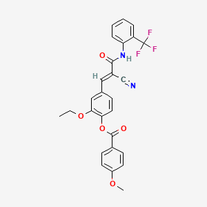 molecular formula C27H21F3N2O5 B2597677 [4-[(E)-2-cyano-3-oxo-3-[2-(trifluoromethyl)anilino]prop-1-enyl]-2-ethoxyphenyl] 4-methoxybenzoate CAS No. 380475-04-7