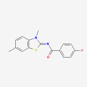 molecular formula C16H13FN2OS B2597867 N-[(2E)-3,6-dimethyl-2,3-dihydro-1,3-benzothiazol-2-ylidene]-4-fluorobenzamide CAS No. 325980-12-9