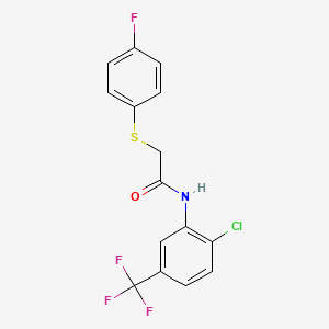 molecular formula C15H10ClF4NOS B2597888 N-[2-chloro-5-(trifluoromethyl)phenyl]-2-[(4-fluorophenyl)sulfanyl]acetamide CAS No. 303091-05-6