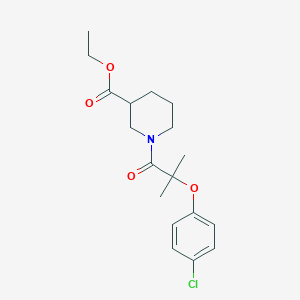 molecular formula C18H24ClNO4 B259792 Ethyl 1-[2-(4-chlorophenoxy)-2-methylpropanoyl]-3-piperidinecarboxylate 