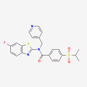molecular formula C23H20FN3O3S2 B2597926 N-(6-fluoro-1,3-benzothiazol-2-yl)-4-(propane-2-sulfonyl)-N-[(pyridin-4-yl)methyl]benzamide CAS No. 923202-88-4