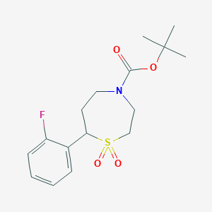molecular formula C16H22FNO4S B2598002 tert-butyl 7-(2-fluorophenyl)-1,1-dioxo-1lambda6,4-thiazepane-4-carboxylate CAS No. 2034529-64-9
