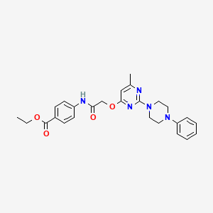 molecular formula C26H29N5O4 B2598013 ETHYL 4-(2-{[6-METHYL-2-(4-PHENYLPIPERAZIN-1-YL)PYRIMIDIN-4-YL]OXY}ACETAMIDO)BENZOATE CAS No. 1031962-50-1