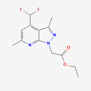 molecular formula C13H15F2N3O2 B2598016 Ethyl 2-(4-(difluoromethyl)-3,6-dimethyl-1H-pyrazolo[3,4-b]pyridin-1-yl)acetate CAS No. 1011380-61-2
