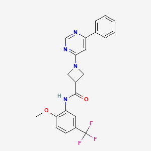 molecular formula C22H19F3N4O2 B2598019 N-[2-methoxy-5-(trifluoromethyl)phenyl]-1-(6-phenylpyrimidin-4-yl)azetidine-3-carboxamide CAS No. 2034257-51-5