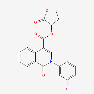 B2598026 2-Oxotetrahydrofuran-3-yl 2-(3-fluorophenyl)-1-oxo-1,2-dihydroisoquinoline-4-carboxylate CAS No. 1030096-29-7