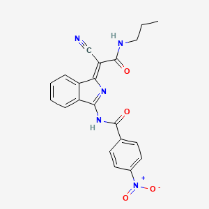 (Z)-N-(1-(1-cyano-2-oxo-2-(propylamino)ethylidene)-1H-isoindol-3-yl)-4-nitrobenzamide