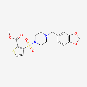 molecular formula C18H20N2O6S2 B2598083 Methyl 3-{[4-(1,3-benzodioxol-5-ylmethyl)piperazin-1-yl]sulfonyl}thiophene-2-carboxylate CAS No. 899998-68-6