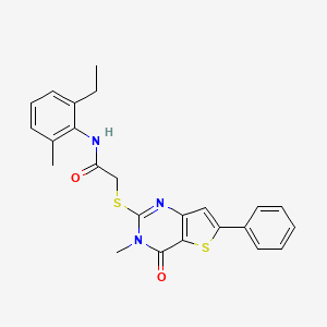 molecular formula C24H23N3O2S2 B2598119 N-(2-ethyl-6-methylphenyl)-2-({3-methyl-4-oxo-6-phenyl-3H,4H-thieno[3,2-d]pyrimidin-2-yl}sulfanyl)acetamide CAS No. 1105199-06-1