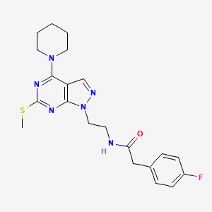 2-(4-fluorophenyl)-N-(2-(6-(methylthio)-4-(piperidin-1-yl)-1H-pyrazolo[3,4-d]pyrimidin-1-yl)ethyl)acetamide