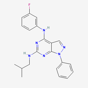 molecular formula C21H21FN6 B2598203 N4-(3-fluorophenyl)-N6-(2-methylpropyl)-1-phenyl-1H-pyrazolo[3,4-d]pyrimidine-4,6-diamine CAS No. 955304-77-5
