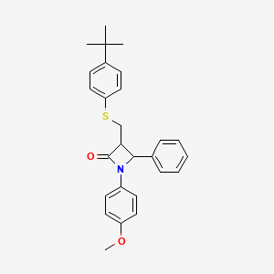 molecular formula C27H29NO2S B2598214 3-({[4-(Tert-butyl)phenyl]sulfanyl}methyl)-1-(4-methoxyphenyl)-4-phenyl-2-azetanone CAS No. 866038-80-4
