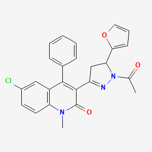 3-[1-acetyl-5-(furan-2-yl)-4,5-dihydro-1H-pyrazol-3-yl]-6-chloro-1-methyl-4-phenyl-1,2-dihydroquinolin-2-one