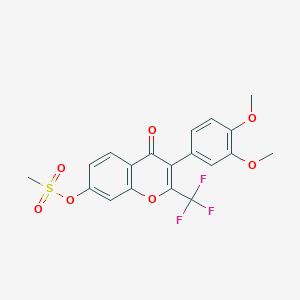 molecular formula C19H15F3O7S B2598282 3-(3,4-dimethoxyphenyl)-4-oxo-2-(trifluoromethyl)-4H-chromen-7-yl methanesulfonate CAS No. 452356-34-2