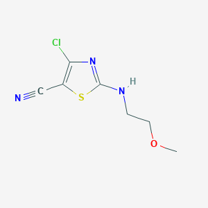 molecular formula C7H8ClN3OS B2598321 4-Chloro-2-[(2-methoxyethyl)amino]-1,3-thiazole-5-carbonitrile CAS No. 866156-04-9