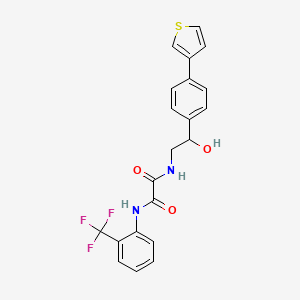 molecular formula C21H17F3N2O3S B2598330 N'-{2-hydroxy-2-[4-(thiophen-3-yl)phenyl]ethyl}-N-[2-(trifluoromethyl)phenyl]ethanediamide CAS No. 2034435-90-8