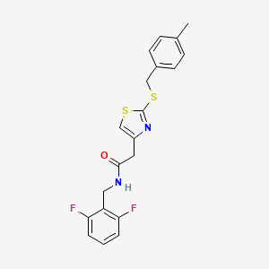 molecular formula C20H18F2N2OS2 B2598343 N-(2,6-difluorobenzyl)-2-(2-((4-methylbenzyl)thio)thiazol-4-yl)acetamide CAS No. 941985-03-1