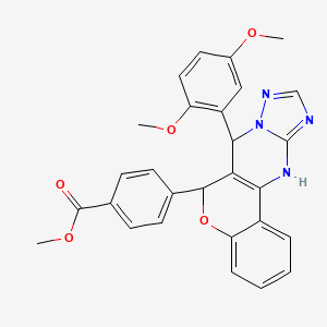 molecular formula C28H24N4O5 B2598394 methyl 4-(7-(2,5-dimethoxyphenyl)-7,12-dihydro-6H-chromeno[4,3-d][1,2,4]triazolo[1,5-a]pyrimidin-6-yl)benzoate CAS No. 868148-06-5