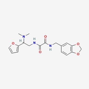 molecular formula C18H21N3O5 B2598432 N'-[(2H-1,3-benzodioxol-5-yl)methyl]-N-[2-(dimethylamino)-2-(furan-2-yl)ethyl]ethanediamide CAS No. 941932-24-7
