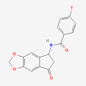 4-fluoro-N-(7-oxo-6,7-dihydro-5H-indeno[5,6-d][1,3]dioxol-5-yl)benzenecarboxamide