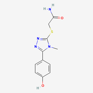 molecular formula C11H12N4O2S B2598445 2-[5-(4-Hydroxyphenyl)-4-methyl-1,2,4-triazol-3-ylthio]acetamide CAS No. 482646-80-0