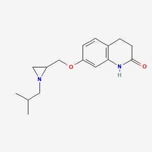 molecular formula C16H22N2O2 B2598450 7-[[1-(2-Methylpropyl)aziridin-2-yl]methoxy]-3,4-dihydro-1H-quinolin-2-one CAS No. 2418651-00-8