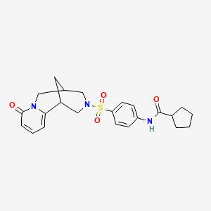 molecular formula C23H27N3O4S B2598452 N-(4-((8-oxo-5,6-dihydro-1H-1,5-methanopyrido[1,2-a][1,5]diazocin-3(2H,4H,8H)-yl)sulfonyl)phenyl)cyclopentanecarboxamide CAS No. 681269-99-8