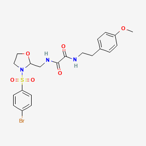 molecular formula C21H24BrN3O6S B2598458 N1-((3-((4-bromophenyl)sulfonyl)oxazolidin-2-yl)methyl)-N2-(4-methoxyphenethyl)oxalamide CAS No. 868981-05-9
