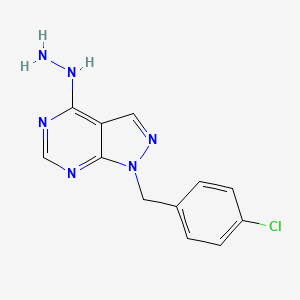 molecular formula C12H11ClN6 B2598461 1-(4-chlorobenzyl)-4-hydrazino-1H-pyrazolo[3,4-d]pyrimidine CAS No. 610279-50-0