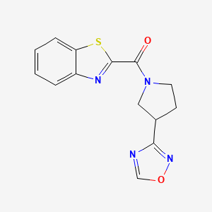 molecular formula C14H12N4O2S B2598463 (3-(1,2,4-Oxadiazol-3-yl)pyrrolidin-1-yl)(benzo[d]thiazol-2-yl)methanone CAS No. 2034286-20-7