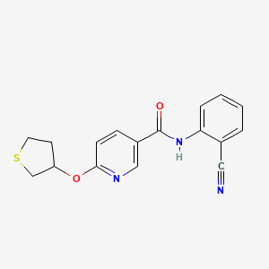 molecular formula C17H15N3O2S B2598464 N-(2-cyanophenyl)-6-(thiolan-3-yloxy)pyridine-3-carboxamide CAS No. 2034444-50-1