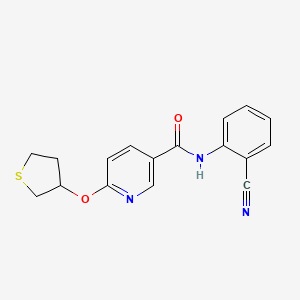 molecular formula C17H15N3O2S B2598464 N-(2-cyanophenyl)-6-((tetrahydrothiophen-3-yl)oxy)nicotinamide CAS No. 2034444-50-1