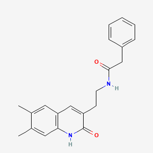 molecular formula C21H22N2O2 B2598487 N-[2-(6,7-dimethyl-2-oxo-1,2-dihydroquinolin-3-yl)ethyl]-2-phenylacetamide CAS No. 851096-07-6