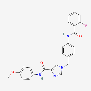 B2598530 1-(4-(2-fluorobenzamido)benzyl)-N-(4-methoxyphenyl)-1H-imidazole-4-carboxamide CAS No. 1251559-87-1