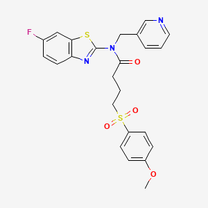 molecular formula C24H22FN3O4S2 B2598553 N-(6-fluoro-1,3-benzothiazol-2-yl)-4-(4-methoxybenzenesulfonyl)-N-[(pyridin-3-yl)methyl]butanamide CAS No. 920418-96-8