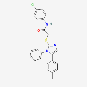 molecular formula C24H20ClN3OS B2598570 N-(4-chlorophenyl)-2-((1-phenyl-5-(p-tolyl)-1H-imidazol-2-yl)thio)acetamide CAS No. 1207003-12-0