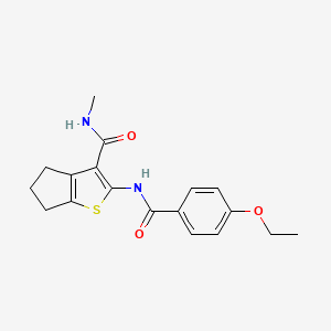 molecular formula C18H20N2O3S B2598574 2-(4-ethoxybenzamido)-N-methyl-4H,5H,6H-cyclopenta[b]thiophene-3-carboxamide CAS No. 893098-99-2