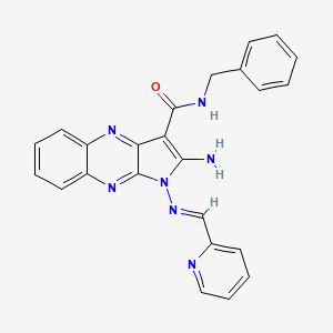 (E)-2-amino-N-benzyl-1-((pyridin-2-ylmethylene)amino)-1H-pyrrolo[2,3-b]quinoxaline-3-carboxamide