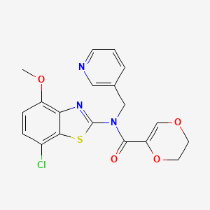 N-(7-chloro-4-methoxybenzo[d]thiazol-2-yl)-N-(pyridin-3-ylmethyl)-5,6-dihydro-1,4-dioxine-2-carboxamide