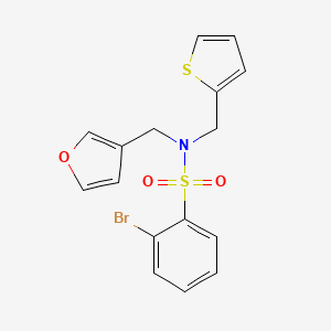 2-bromo-N-(furan-3-ylmethyl)-N-(thiophen-2-ylmethyl)benzenesulfonamide