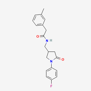 N-((1-(4-fluorophenyl)-5-oxopyrrolidin-3-yl)methyl)-2-(m-tolyl)acetamide