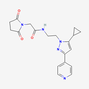 molecular formula C19H21N5O3 B2598717 N-(2-(5-cyclopropyl-3-(pyridin-4-yl)-1H-pyrazol-1-yl)ethyl)-2-(2,5-dioxopyrrolidin-1-yl)acetamide CAS No. 1797673-05-2