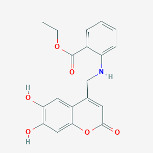 molecular formula C19H17NO6 B2598726 ethyl 2-{[(6,7-dihydroxy-2-oxo-2H-chromen-4-yl)methyl]amino}benzoate CAS No. 859112-29-1