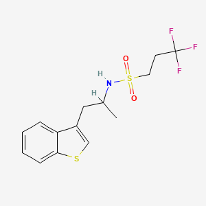 molecular formula C14H16F3NO2S2 B2598731 N-[1-(1-benzothiophen-3-yl)propan-2-yl]-3,3,3-trifluoropropane-1-sulfonamide CAS No. 2034368-06-2