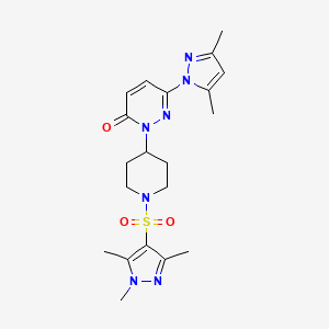 molecular formula C20H27N7O3S B2598751 6-(3,5-dimethyl-1H-pyrazol-1-yl)-2-{1-[(1,3,5-trimethyl-1H-pyrazol-4-yl)sulfonyl]piperidin-4-yl}-2,3-dihydropyridazin-3-one CAS No. 2380034-13-7